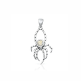 Sterling Silver Oxidized And Polished Spider Moonstone Pendant