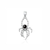 Sterling Silver Oxidized And Polished Black Onyx Stone Spider Pendant