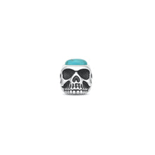 Load image into Gallery viewer, Sterling Silver Oxidized And Polished Turquoise Skull Pendant