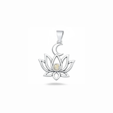 Sterling Silver Oxidized And Polished Lotus And Moon Moonstone Pendant