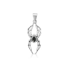 Load image into Gallery viewer, Sterling Silver Oxidized And Polished Spider Black Onyx Stone Pendant