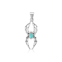 Load image into Gallery viewer, Sterling Silver Oxidized And Polished Spider Genuine Turquoise Stone Pendant
