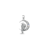 Sterling Silver Oxidized And Polished Celtic Bird And Moon Moonstone Pendant