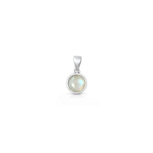 Load image into Gallery viewer, Sterling Silver Oxidized And Polished Round Moonstone Pendant
