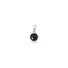 Load image into Gallery viewer, Sterling Silver Oxidized And Polished Round Black Onyx Stone Pendant