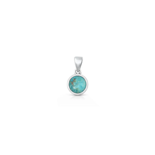Load image into Gallery viewer, Sterling Silver Oxidized And Polished Round Turquoise Stone Pendant