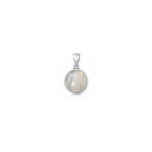 Load image into Gallery viewer, Sterling Silver Oxidized And Polished Round Moonstone Pendant