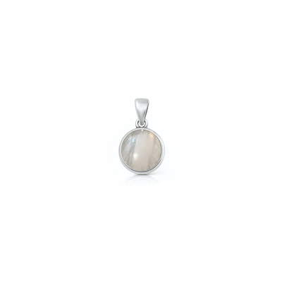 Sterling Silver Oxidized And Polished Round Moonstone Pendant