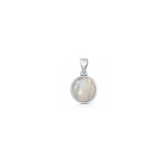 Sterling Silver Oxidized And Polished Round Moonstone Pendant