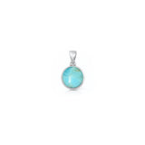 Sterling Silver Oxidized And Polished Turquoise Stone Round Pendant