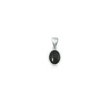 Load image into Gallery viewer, Sterling Silver Oxidized And Polished Oval Black Onyx Stone Pendant