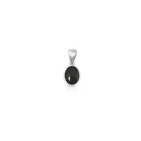 Sterling Silver Oxidized And Polished Black Onyx Oval Pendant