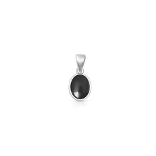 Load image into Gallery viewer, Sterling Silver Oxidized And Polished Black Onyx Stone Oval Pendant