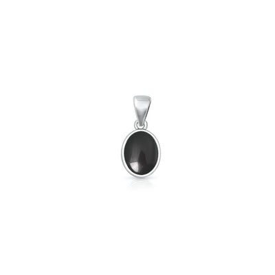 Sterling Silver Oxidized And Polished Black Onyx Stone Oval Pendant
