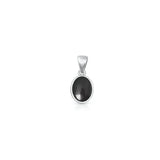 Sterling Silver Oxidized And Polished Black Onyx Stone Oval Pendant