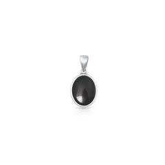 Sterling Silver Oxidized And Polished Oval Black Onyx Stone Pendant