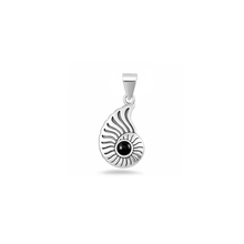 Load image into Gallery viewer, Sterling Silver Oxidized And Polished Seashell Black Onyx Stone Pendant