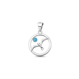 Sterling Silver Oxidized And Polished Bird Blue Lab Opal Pendant