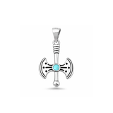 Sterling Silver Oxidized And Polished Axe Turquoise Stone Pendant