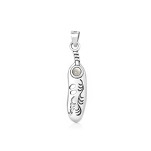 Load image into Gallery viewer, Sterling Silver Oxidized And Polished Tribal Moonstone Pendant