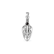 Load image into Gallery viewer, Sterling Silver Oxidized And Polished Tribal Dagger Black Onyx Stone Pendant