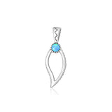 Sterling Silver Oxidized And Polished Blue Lab Opal Tribal Pendant