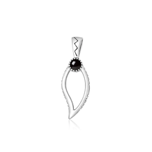 Load image into Gallery viewer, Sterling Silver Oxidized And Polished Tribal Black Onyx Stone Pendant