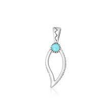 Load image into Gallery viewer, Sterling Silver Oxidized And Polished Tribal Turquoise Stone Pendant