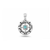 Sterling Silver Oxidized And Polished Turquoise Stone Compass Pendant