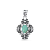 Sterling Silver Oxidized Butterfly Genuine Turquoise Stone Pendant