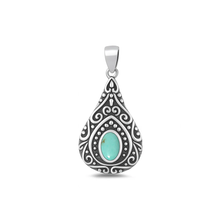 Load image into Gallery viewer, Sterling Silver Oxidized Filigree Genuine Turquoise Stone Pendant