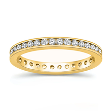 Load image into Gallery viewer, Sterling Silver Yellow Gold Plated Eternity CZ Ring