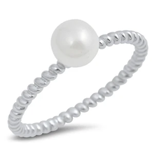 Load image into Gallery viewer, Sterling Silver Rhodium Plated Imitation Pearl Ring
