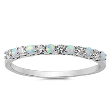 Load image into Gallery viewer, Sterling Silver White Lab Opal And Clear CZ Ring