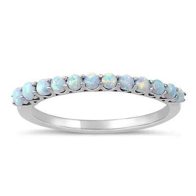 Sterling Silver White Lab Opal Ring