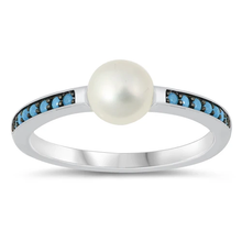 Load image into Gallery viewer, Sterling Silver Nano Imitation Turquoise And Freshwater Pearl Ring