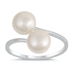 Sterling Silver Double Mother Of Pearl Ring