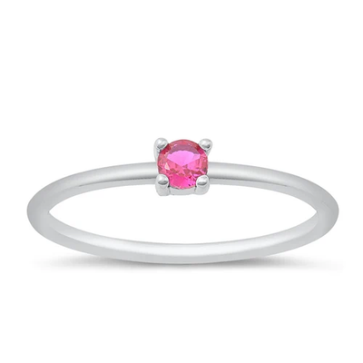 Sterling Silver Rhodium Plated Ruby CZ Ring