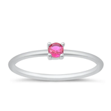 Sterling Silver Rhodium Plated Ruby CZ Ring