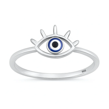Load image into Gallery viewer, Sterling Silver Rhodium Plated Evil Eye Clear CZ Ring