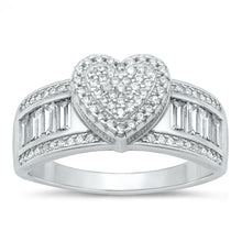 Load image into Gallery viewer, Sterling Silver Rhodium Plated Heart Clear CZ Ring