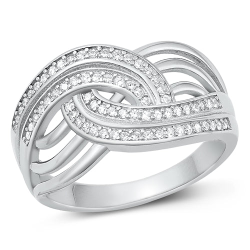 Sterling Silver Rhodium Plated Clear CZ Ring-12mm