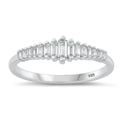 Sterling Silver Rhodium Plated 5.8mm Clear CZ Ring