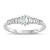 Sterling Silver Rhodium Plated 5.8mm Clear CZ Ring
