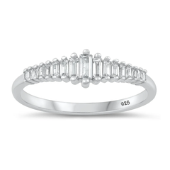 Sterling Silver Rhodium Plated 5.8mm Clear CZ Ring
