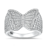 Sterling Silver Rhodium Plated Butterfly Clear CZ Ring