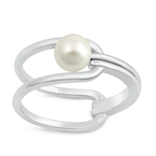 Load image into Gallery viewer, Sterling Silver Rhodium Plated Pearl Ring