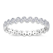 Load image into Gallery viewer, Sterling Silver Rhodium Plated Small Rounds Clear CZ Ring