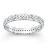 Sterling Silver Rhodium Plated Round Clear CZ Ring
