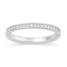 Load image into Gallery viewer, Sterling Silver Rhodium Plated 2.1mm Clear CZ Ring